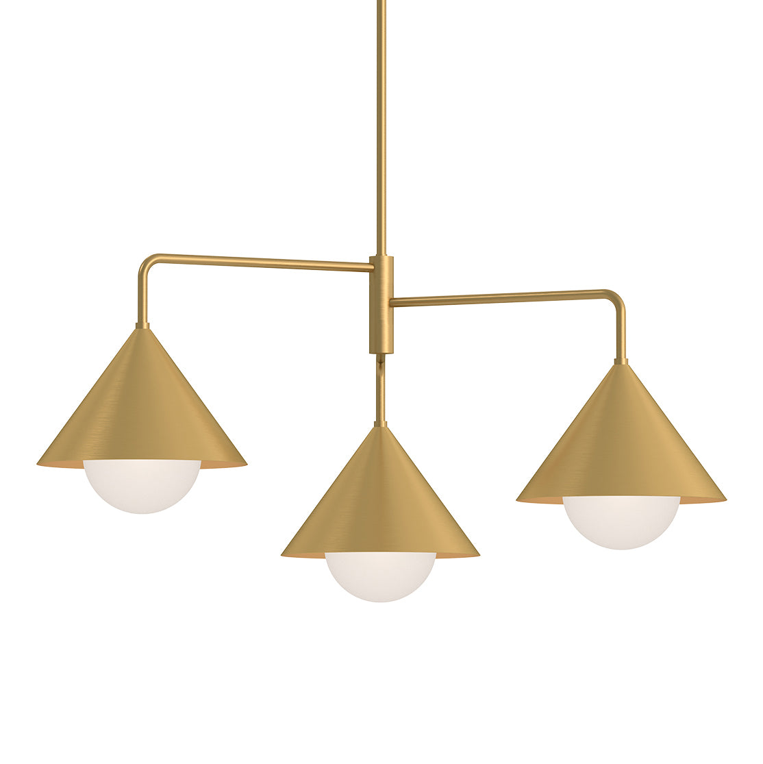Juno Chandelier 38", Brushed Brass and Opal Glass