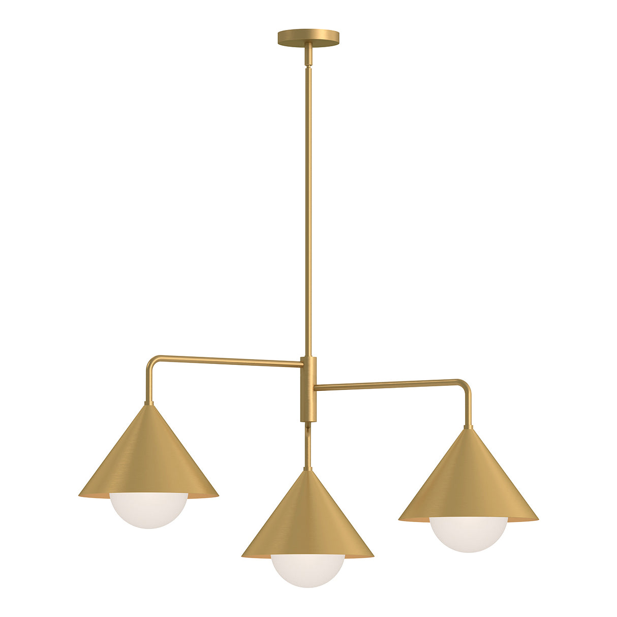 Juno Chandelier 38", Brushed Brass and Opal Glass