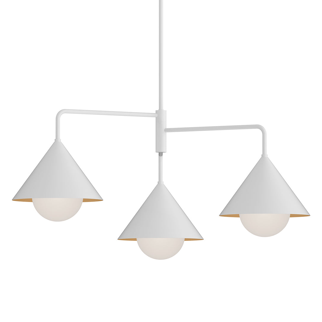 Juno Chandelier 38", White and Opal Glass
