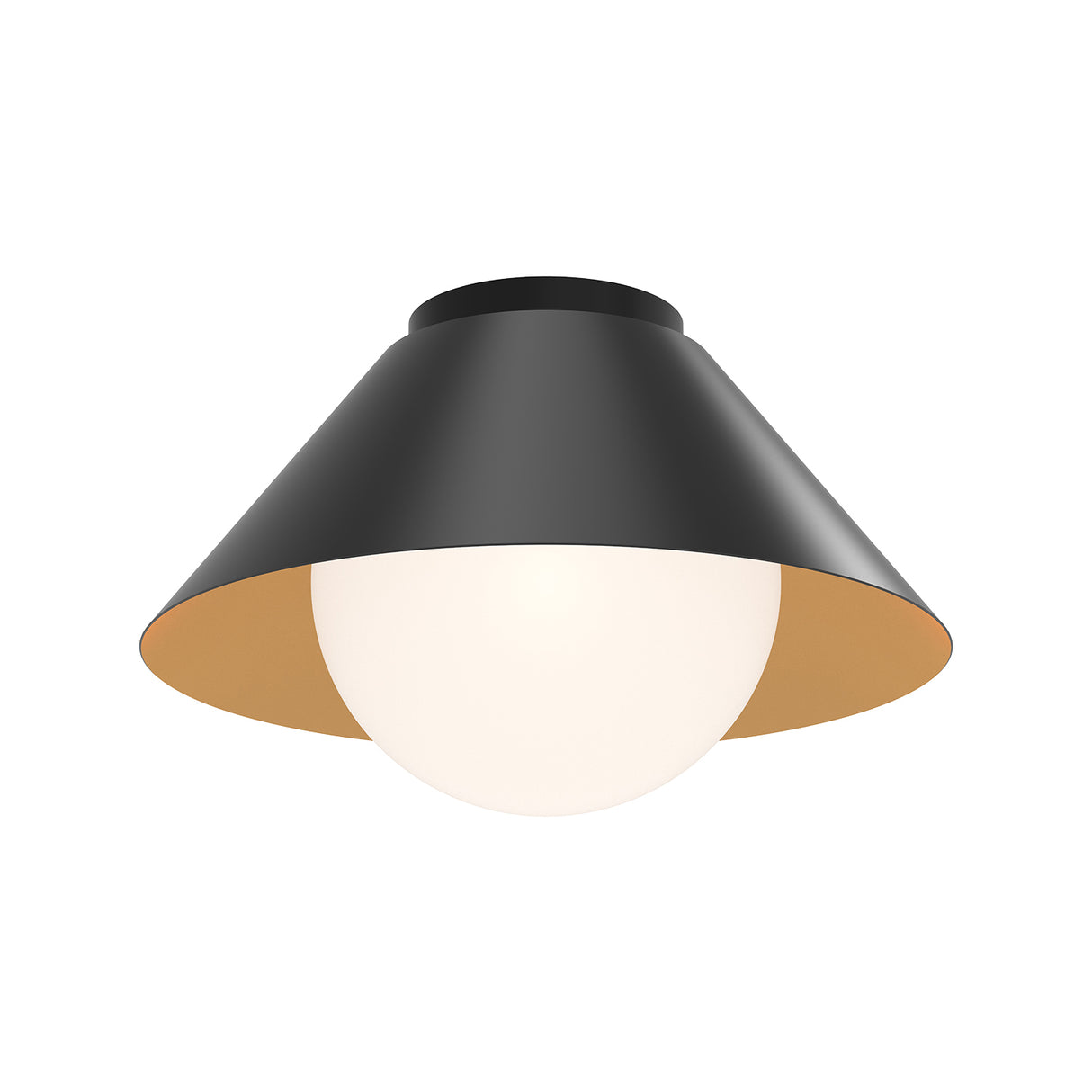 Juno Flush Mount 14", Matte Black and Opal Glass