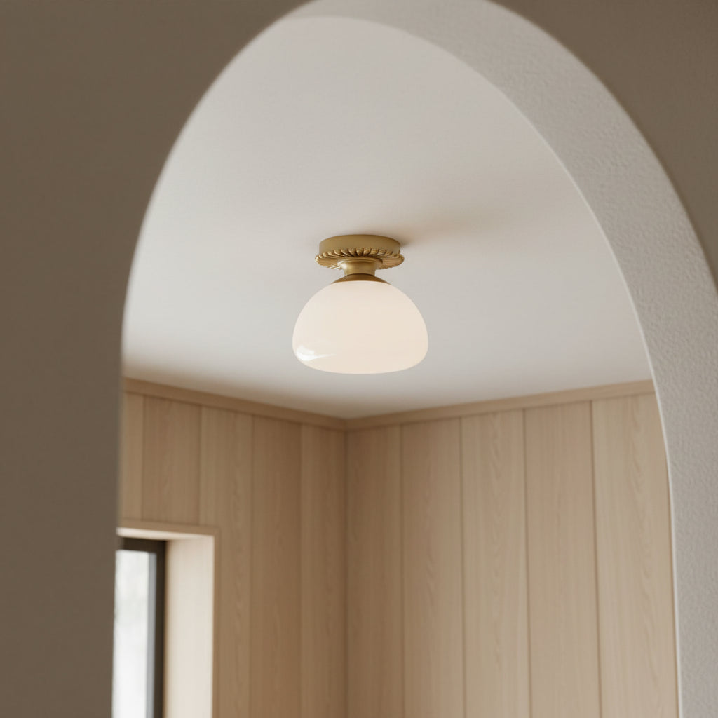 Juno Flush Mount 14" for Modern home with White Opal Glass