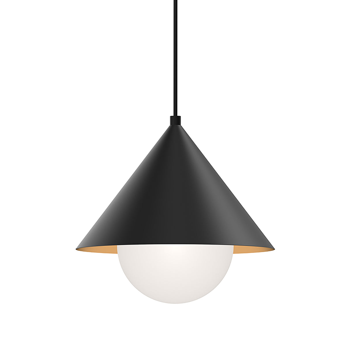 Juno Pendant 14", Matte Black and Opal Glass