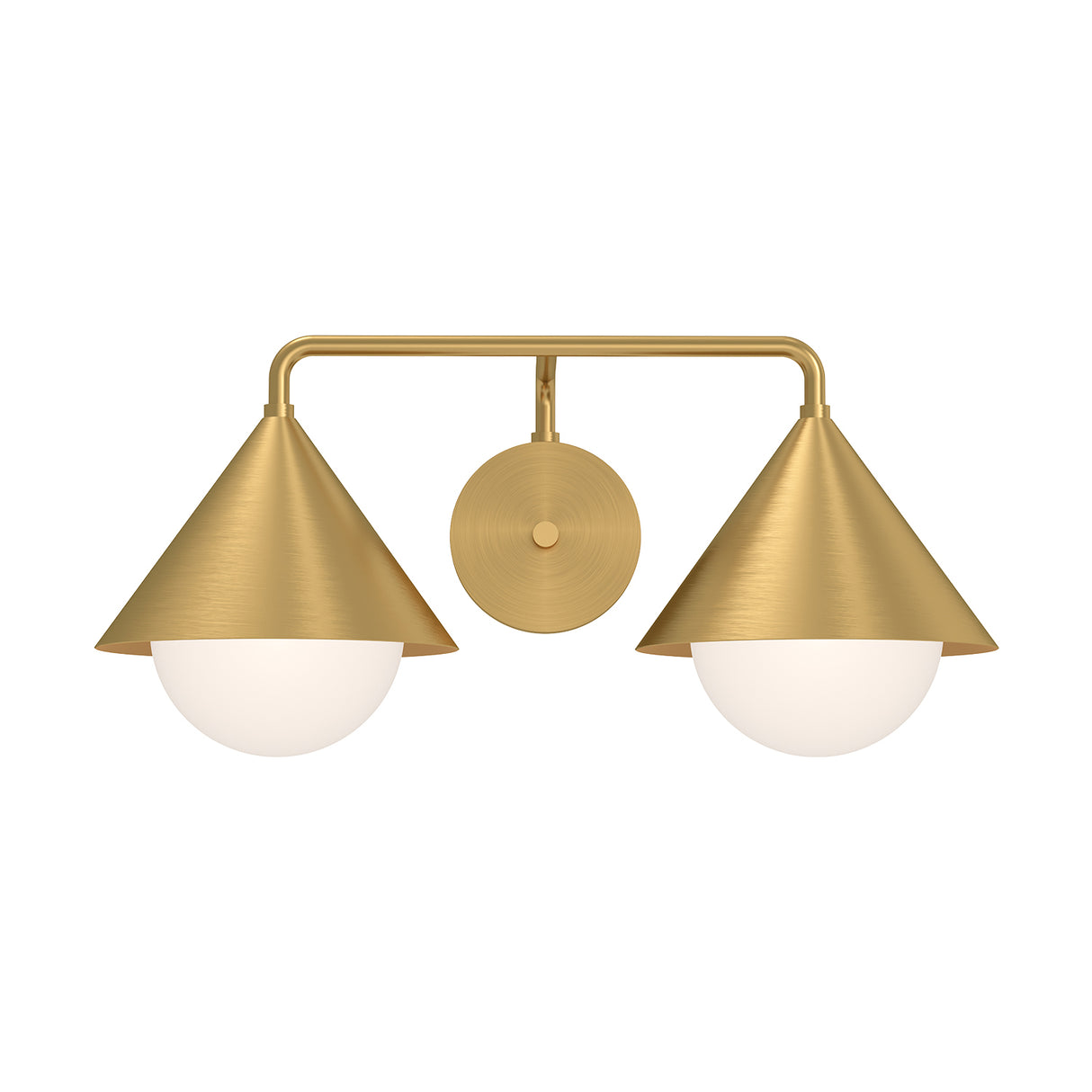 Juno 2 Light Wall Sconce, Brushed Brass and Opal Glass
