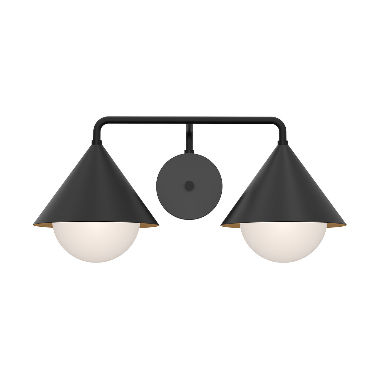 Juno 2 Light Wall Sconce, Matte Black and Opal Glass