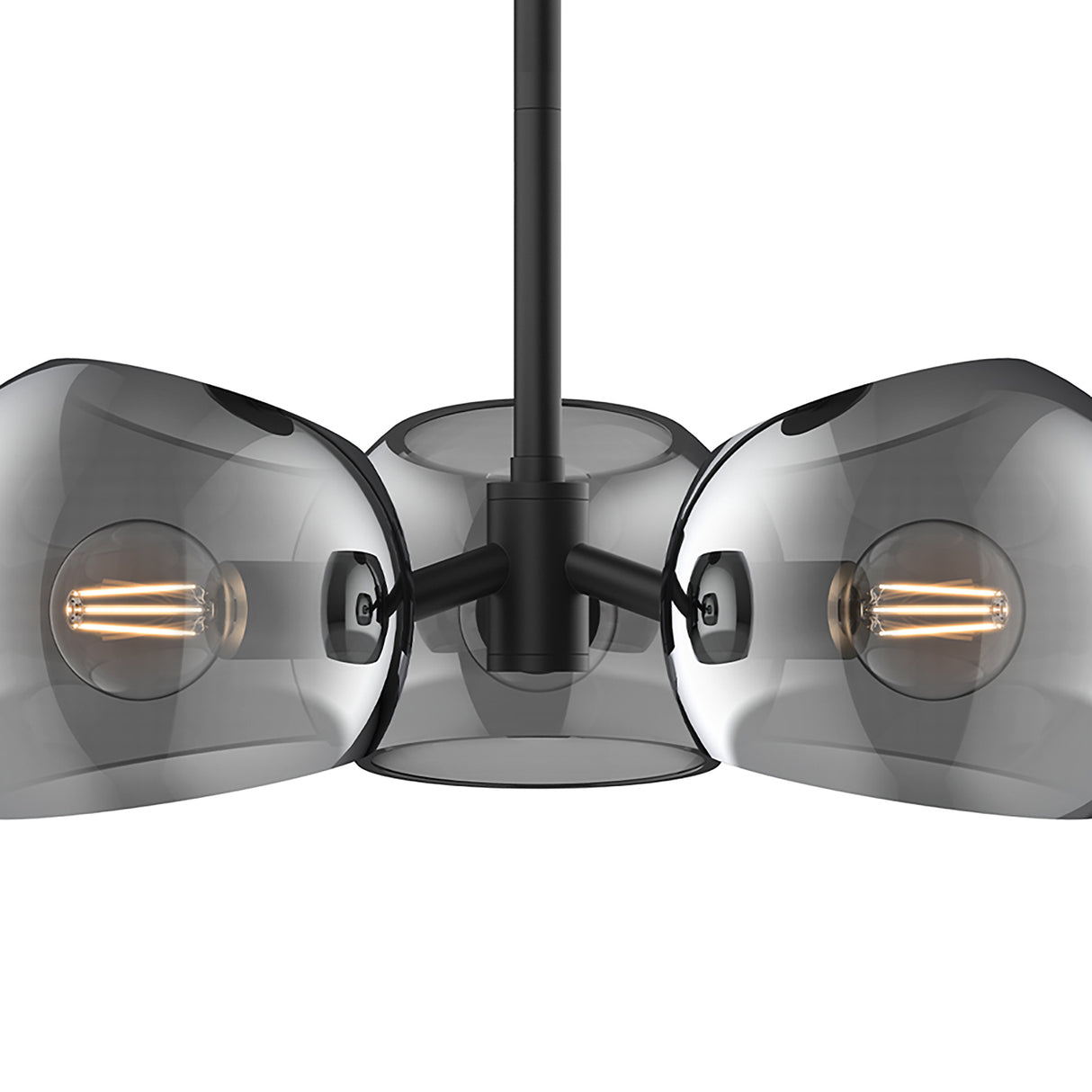 Flynn 3 Light Pendant 16", Matte Black with Mirrored Smoke Glass