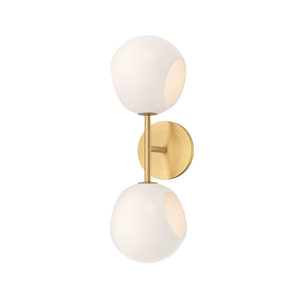 Flynn 2 Light Wall Sconce, Brushed Brass with Opal Glass