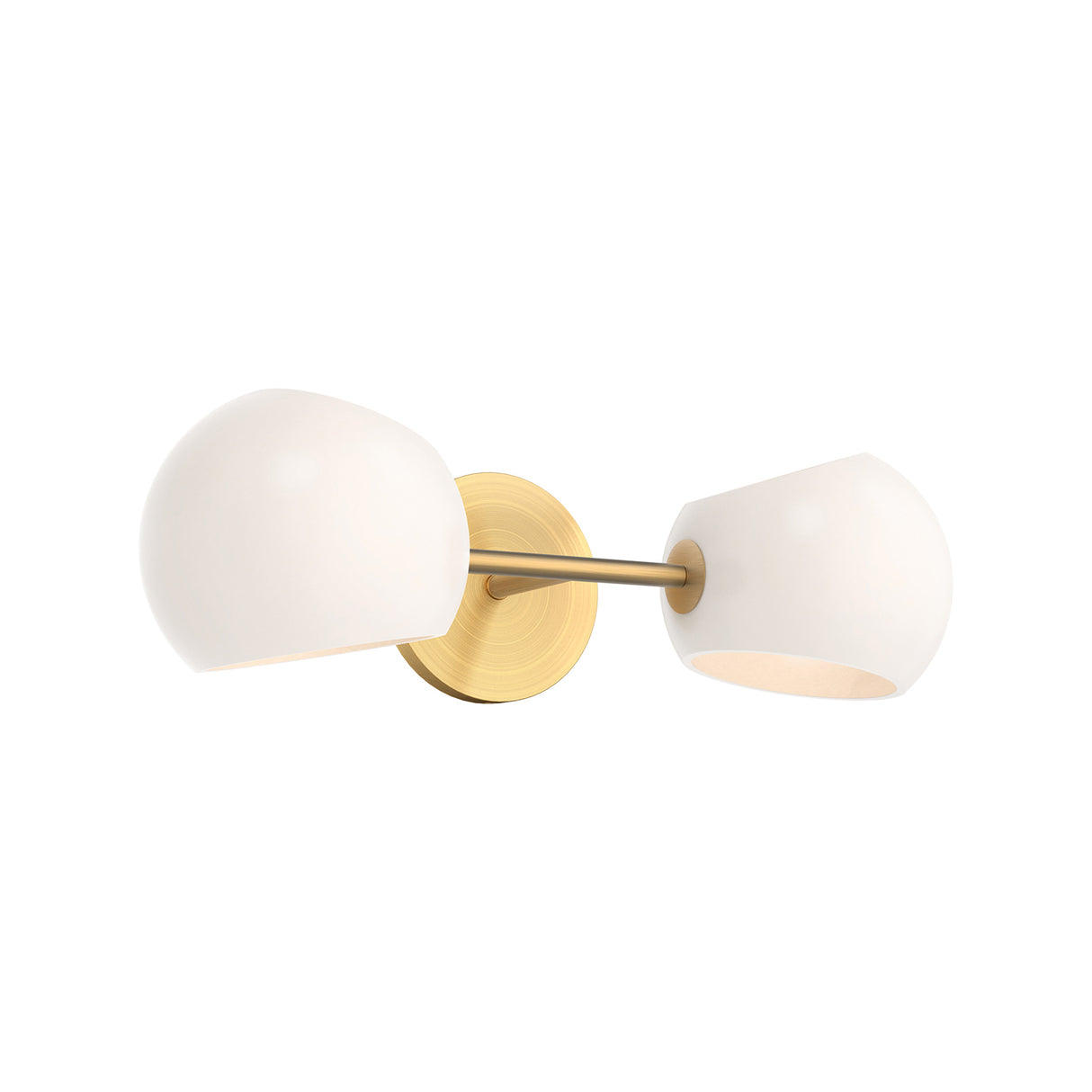 Flynn 2 Light Wall Sconce, Brushed Brass with Opal Glass