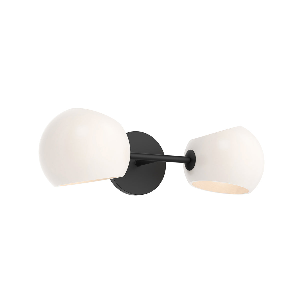 Flynn 2 Light Wall Sconce, Matte Black with Opal Glass