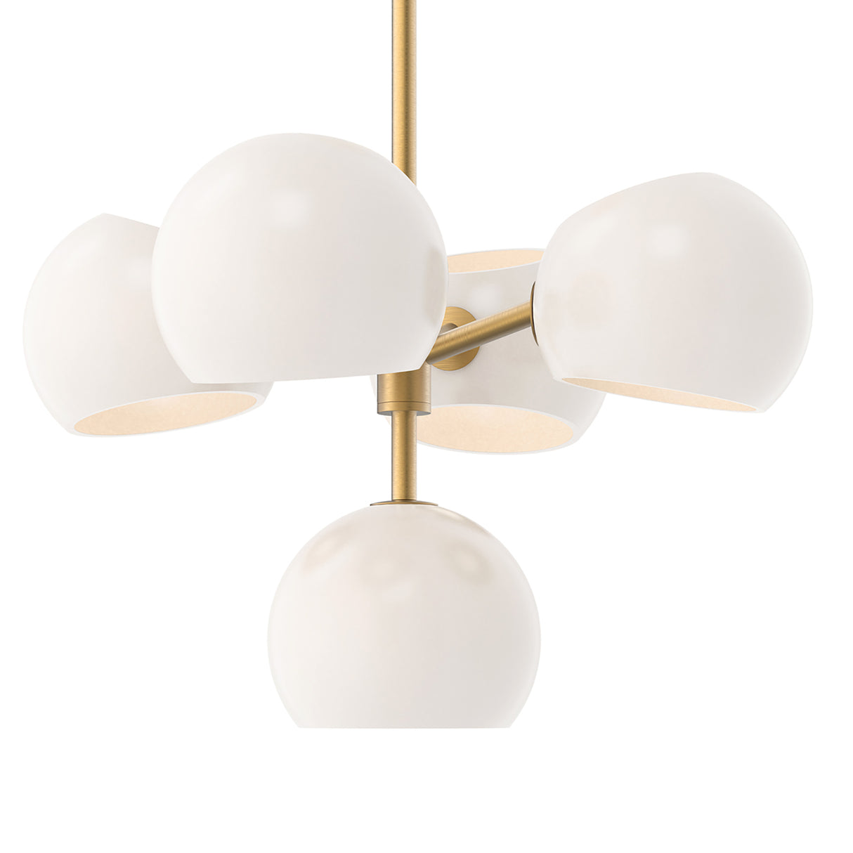 Flynn 5 Light Pendant 18", Brushed Brass with Opal Glass