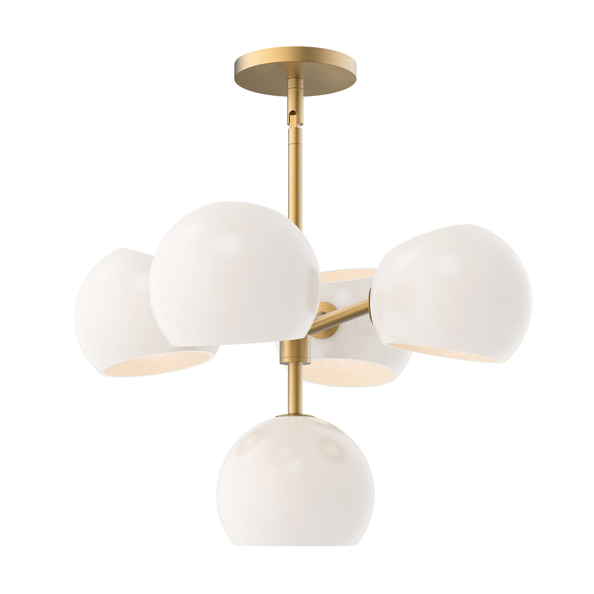 Flynn 5 Light Pendant 18", Brushed Brass with Opal Glass