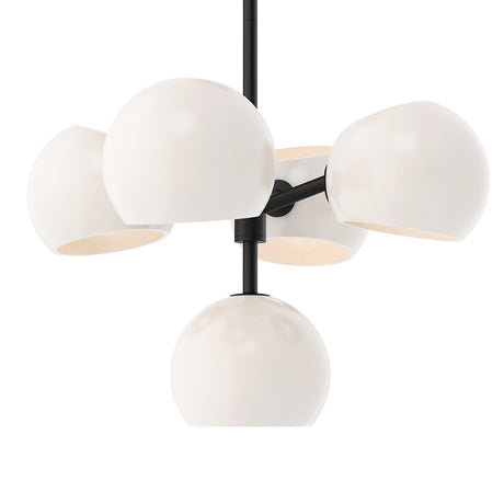 Flynn 5 Light Pendant 18", Matte Black with Opal Glass