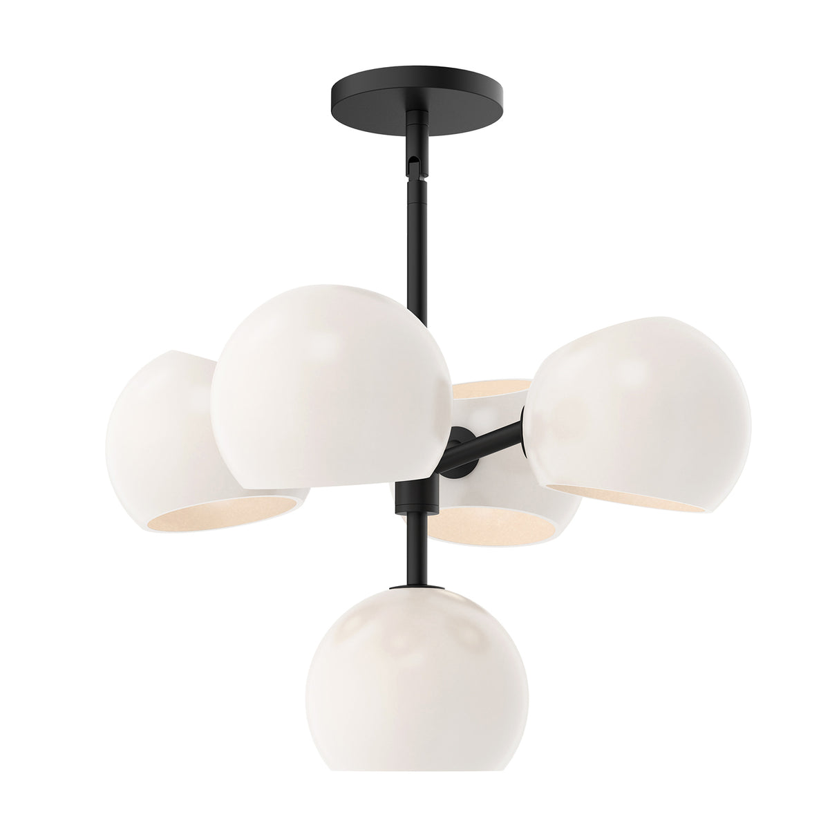 Flynn 5 Light Pendant 18", Matte Black with Opal Glass