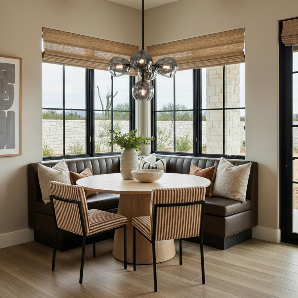 Flynn 5 Light Pendant 18" for Modern home with Beige Stone