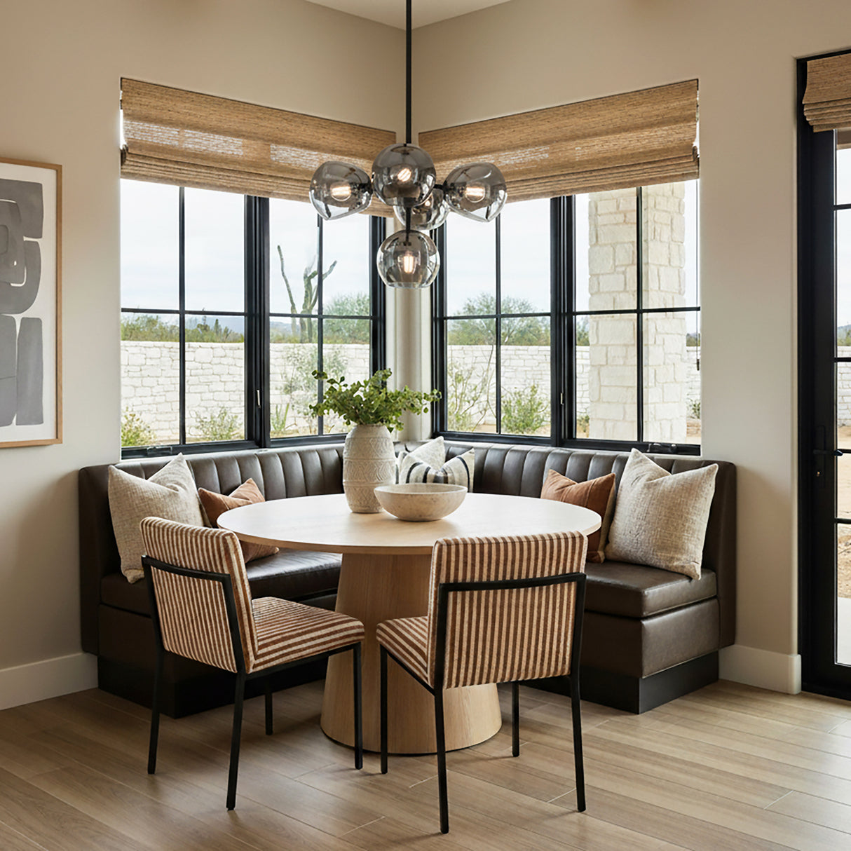 Flynn 5 Light Pendant 18" for Modern home with Beige Stone