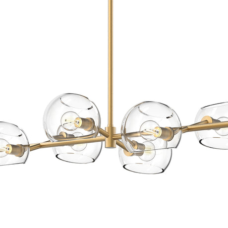 Flynn 8 Light Linear Chandelier 48", Brushed Brass with Clear Glass