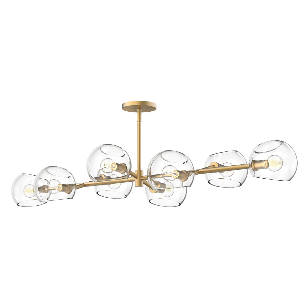 Flynn 8 Light Linear Chandelier 48", Brushed Brass with Clear Glass