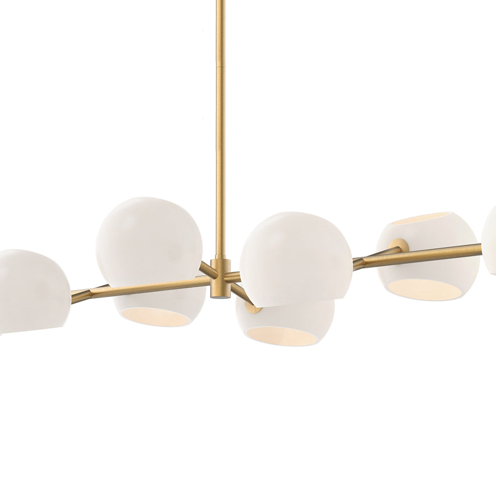 Flynn 8 Light Linear Chandelier 48", Brushed Brass with Opal Glass