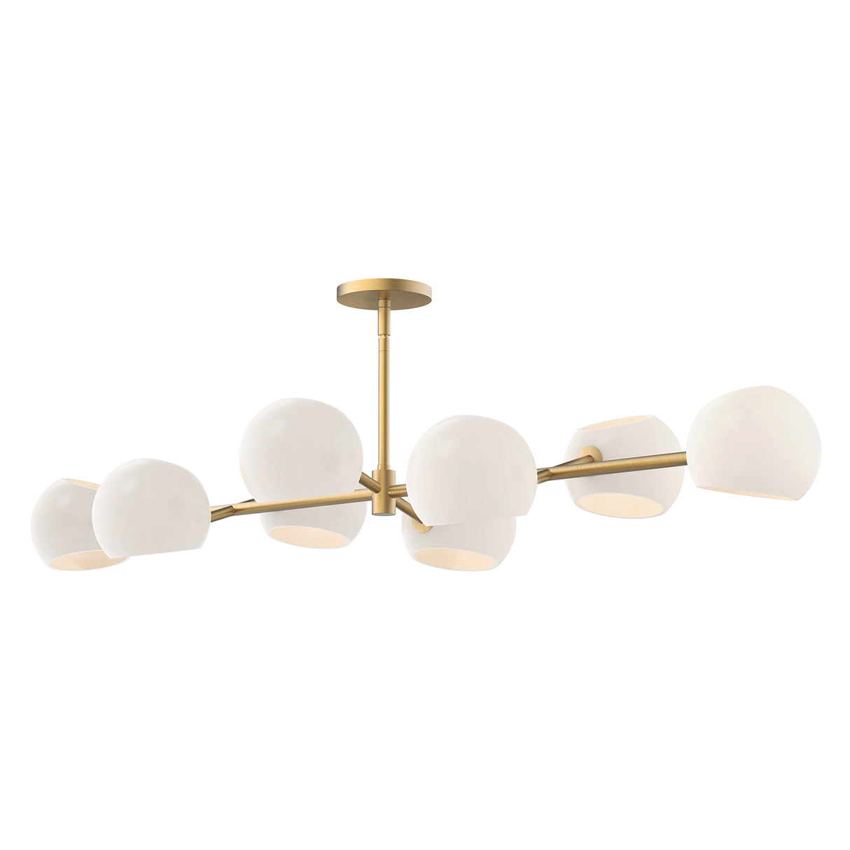 Flynn 8 Light Linear Chandelier 48", Brushed Brass with Opal Glass