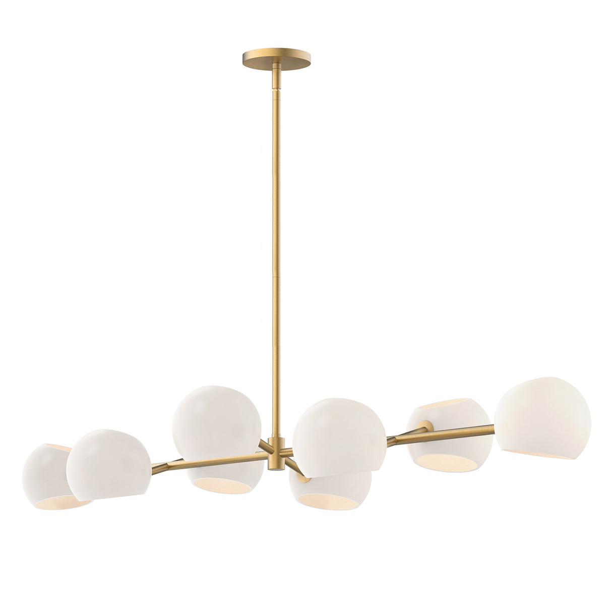 Flynn 8 Light Linear Chandelier 48", Brushed Brass with Opal Glass