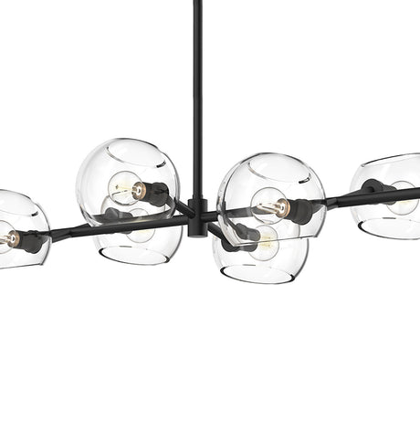 Flynn 8 Light Linear Chandelier 48", Matte Black with Clear Glass