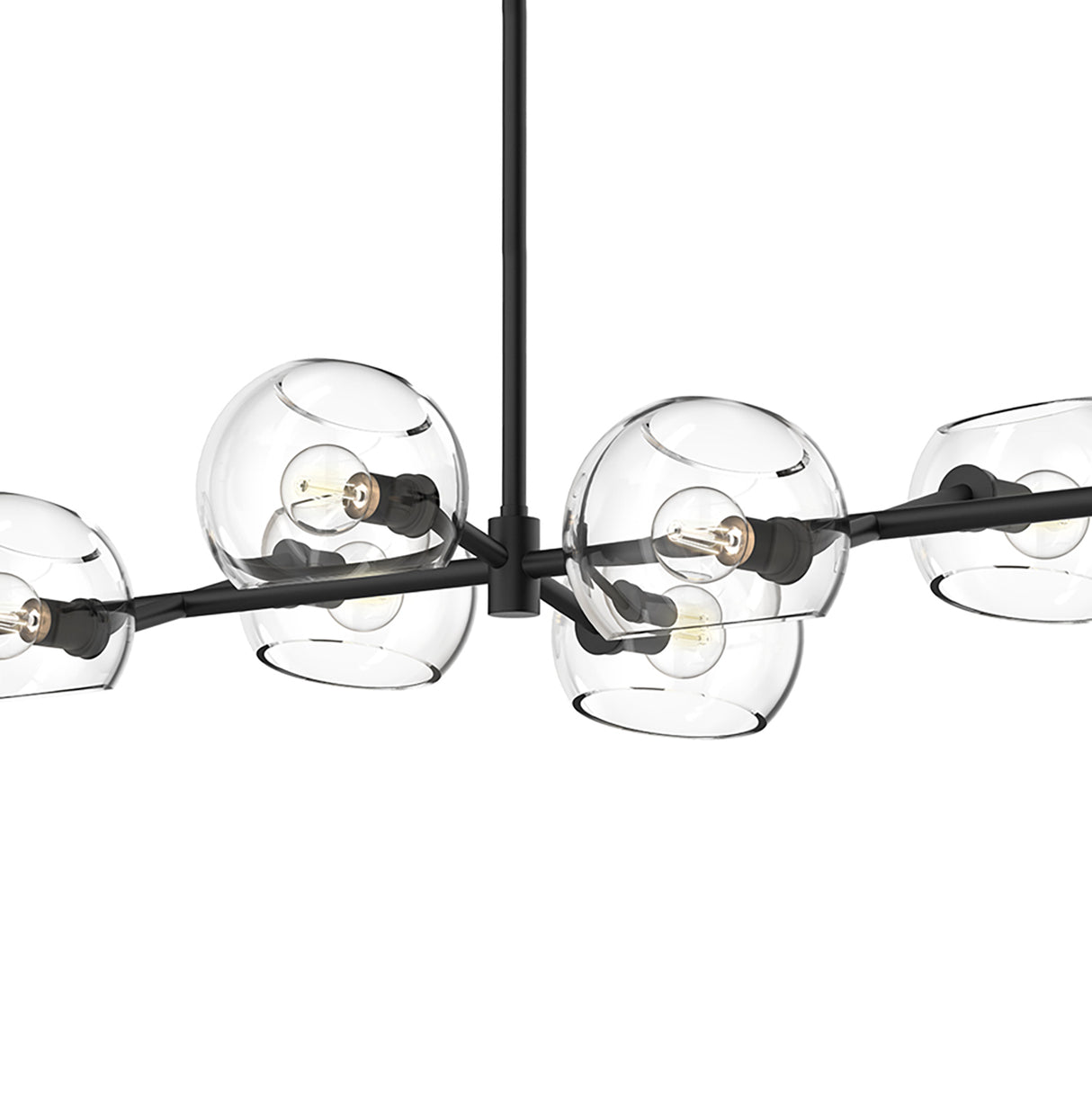Flynn 8 Light Linear Chandelier 48", Matte Black with Clear Glass