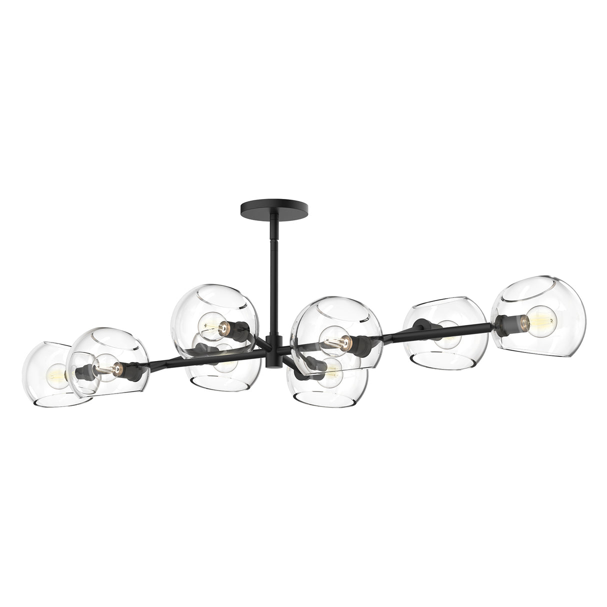 Flynn 8 Light Linear Chandelier 48", Matte Black with Clear Glass