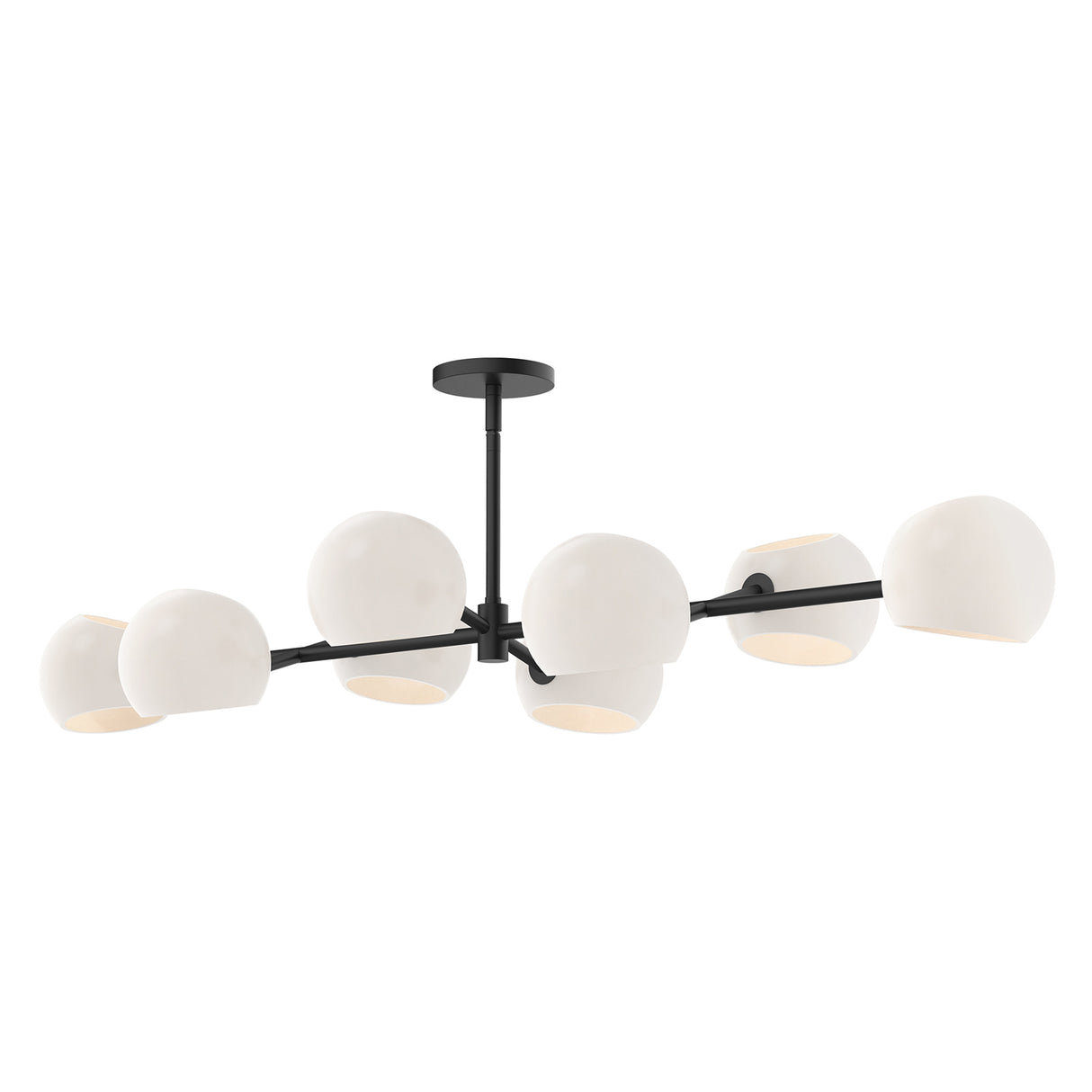 Flynn 8 Light Linear Chandelier 48", Matte Black with Opal Glass