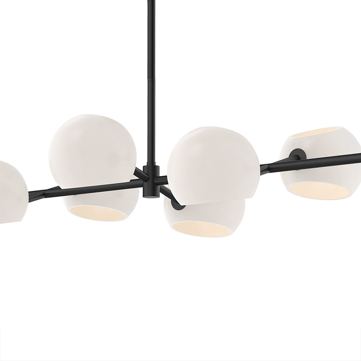 Flynn 8 Light Linear Chandelier 48", Matte Black with Opal Glass