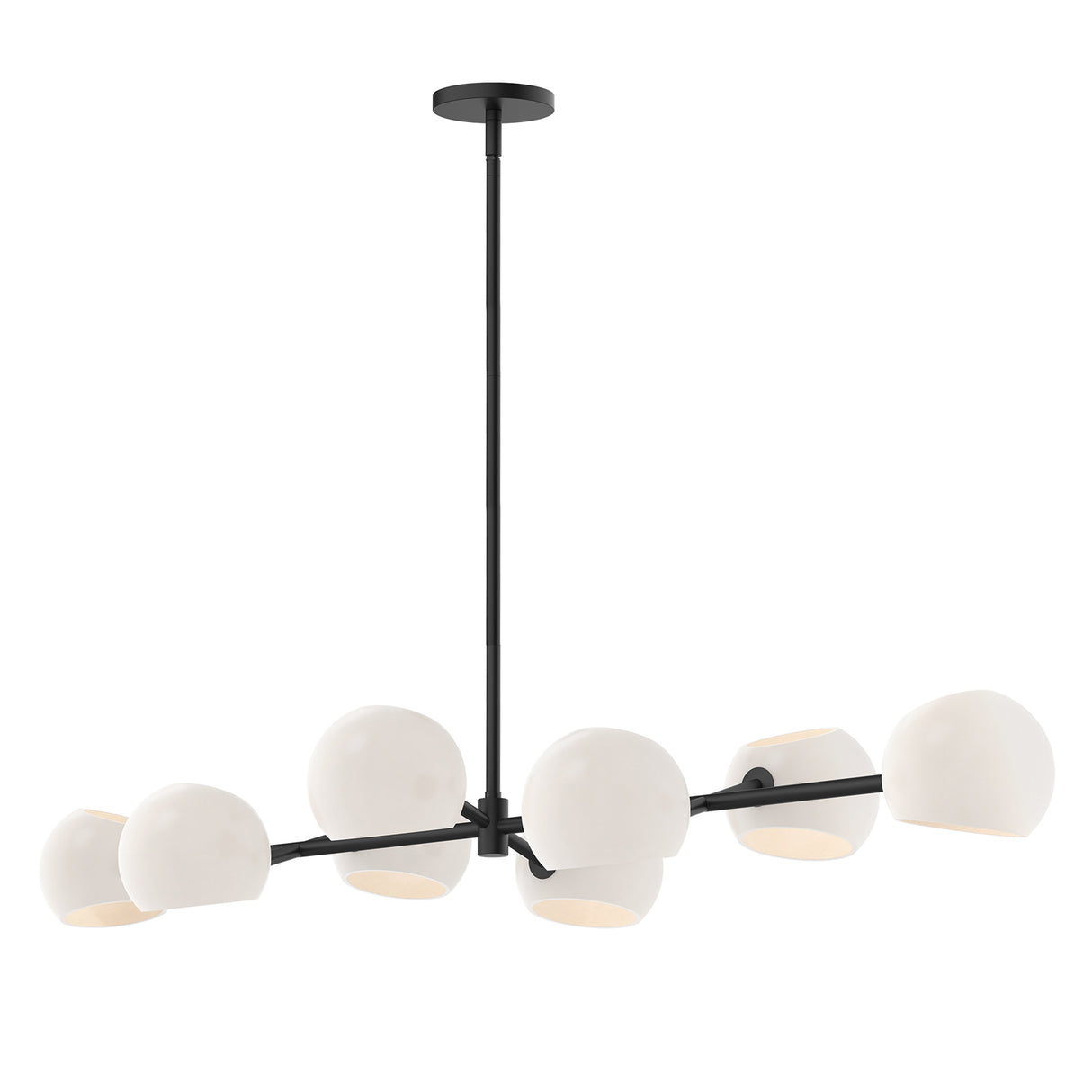 Flynn 8 Light Linear Chandelier 48", Matte Black with Opal Glass