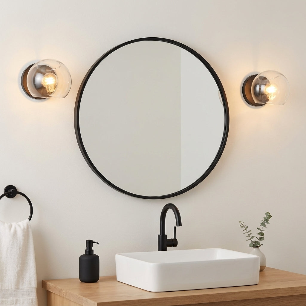 Flynn 1 Light Wall Sconce, Matte Black with Clear Glass for Modern home with White Walls