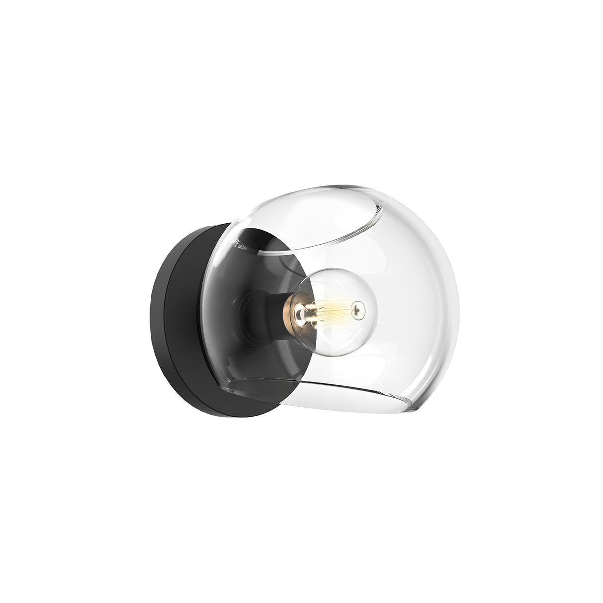 Flynn 1 Light Wall Sconce, Matte Black with Clear Glass