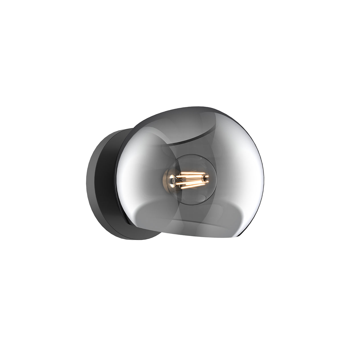 Flynn 1 Light Wall Sconce, Matte Black with Mirrored Smoke Glass