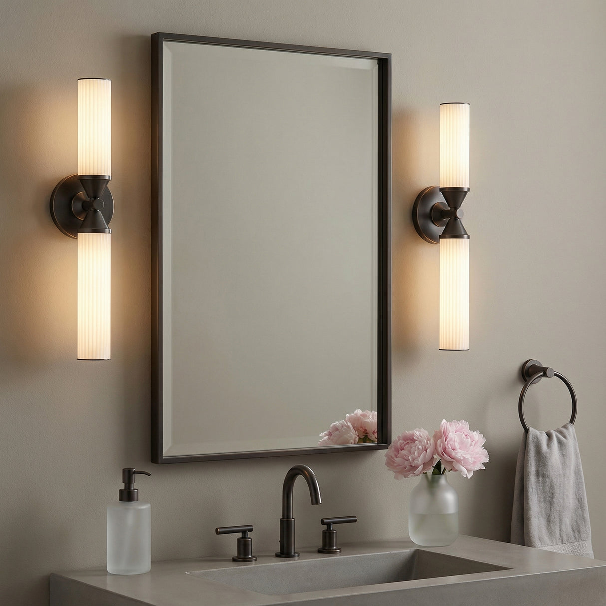 Blain LED Wall Sconce 18" for Modern home with Taupe Wall