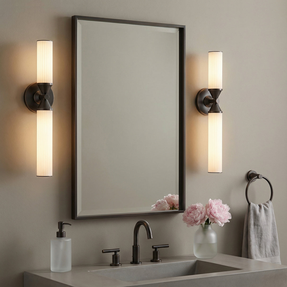 Blain LED Wall Sconce 18" for Modern home with Taupe Wall