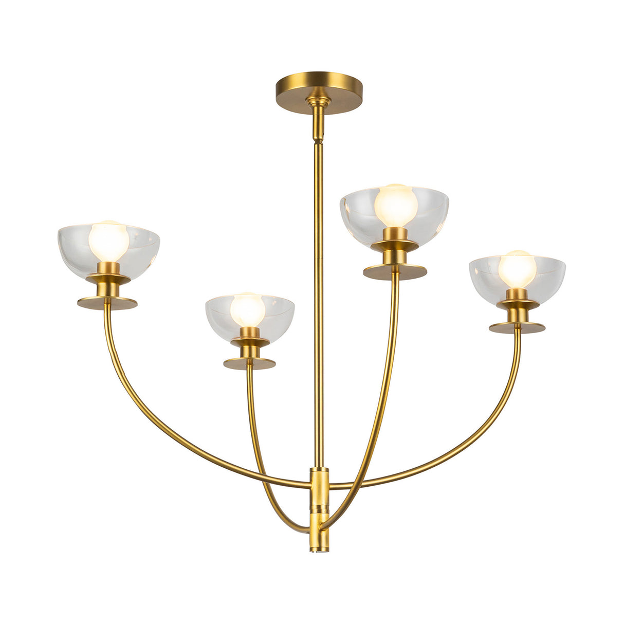 Bella 4 Light Chandelier 26", Brushed Brass