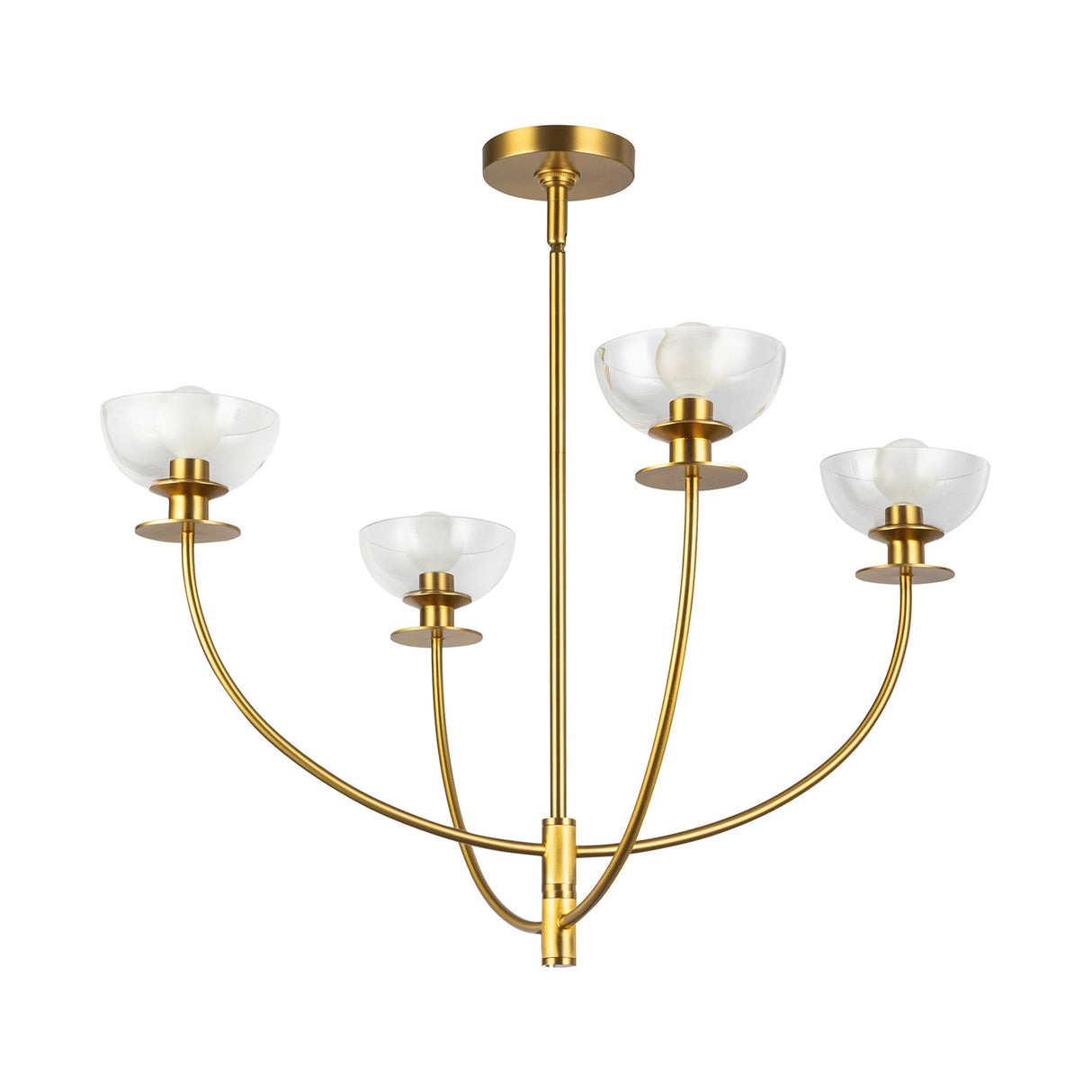Bella 4 Light Chandelier 26", Brushed Brass