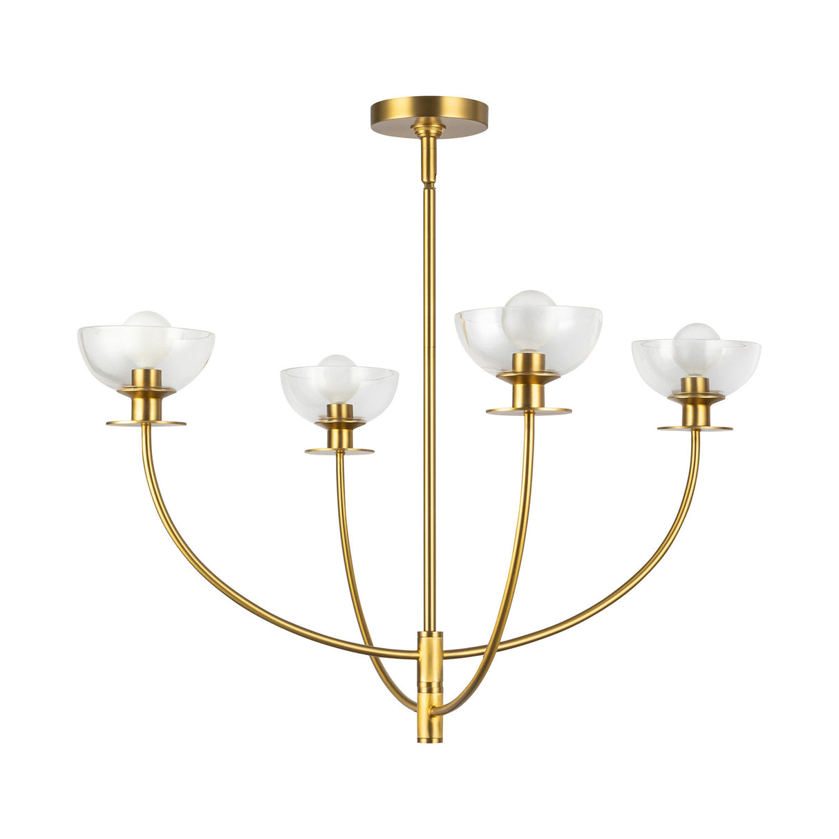 Bella 4 Light Chandelier 26", Brushed Brass