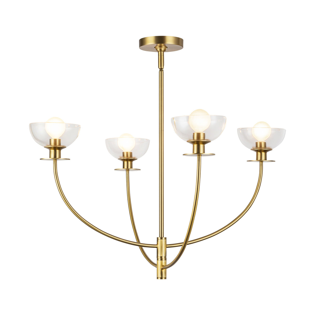 Bella 4 Light Chandelier 26", Brushed Brass