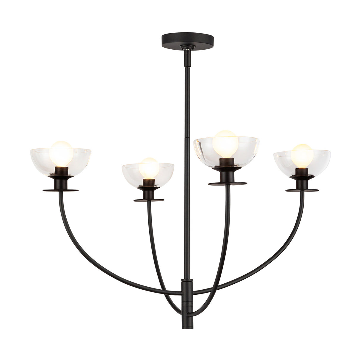 Bella 4 Light Chandelier 26", Matte Black