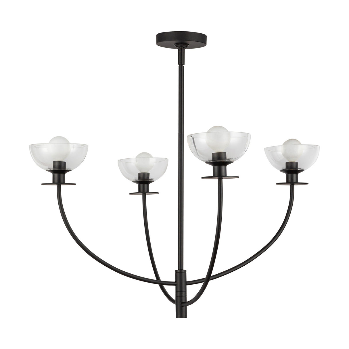 Bella 4 Light Chandelier 26", Matte Black