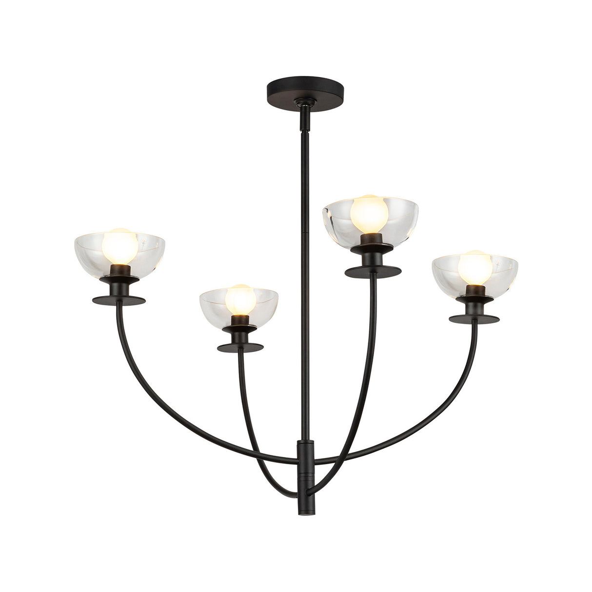 Bella 4 Light Chandelier 26", Matte Black