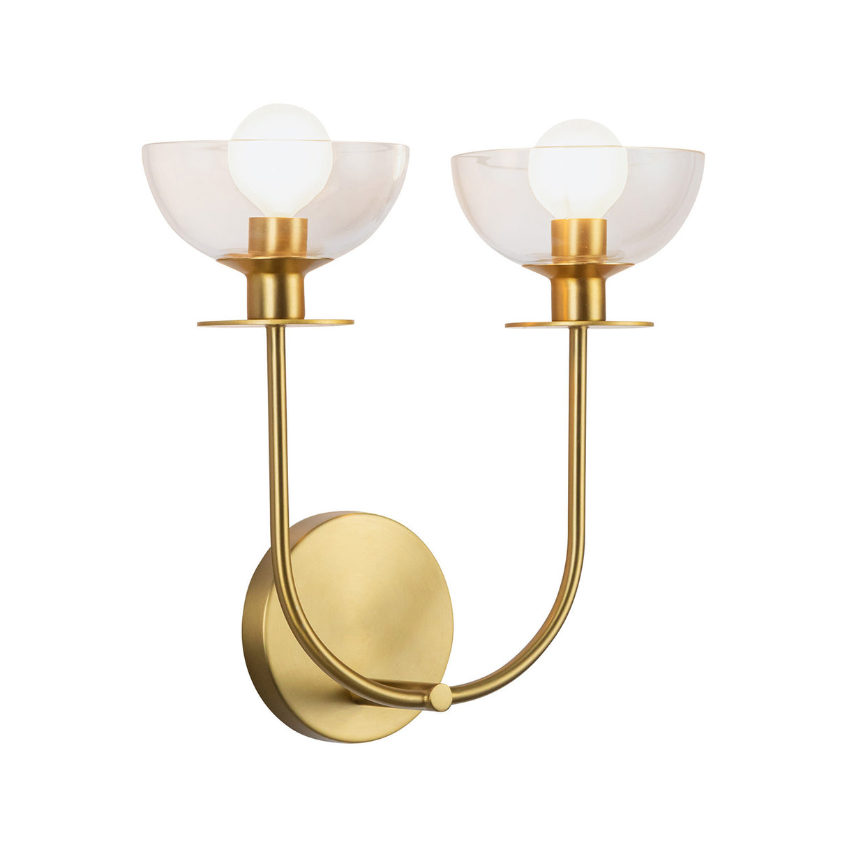 Bella 2 Light Wall Sconce, Brushed Brass