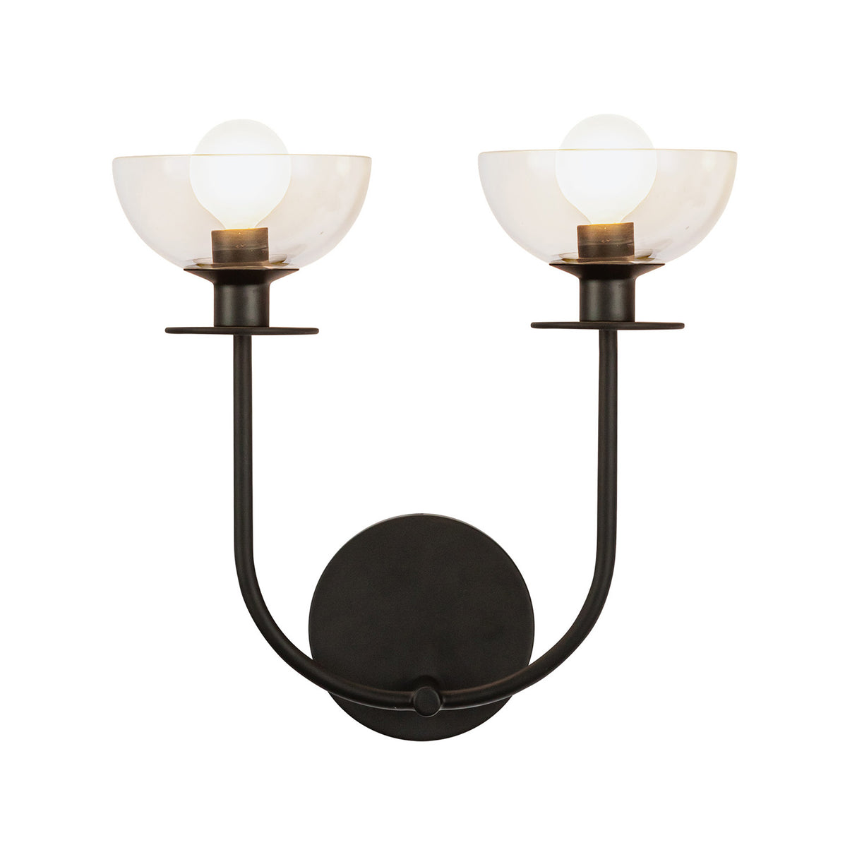 Bella 2 Light Wall Sconce, Matte Black