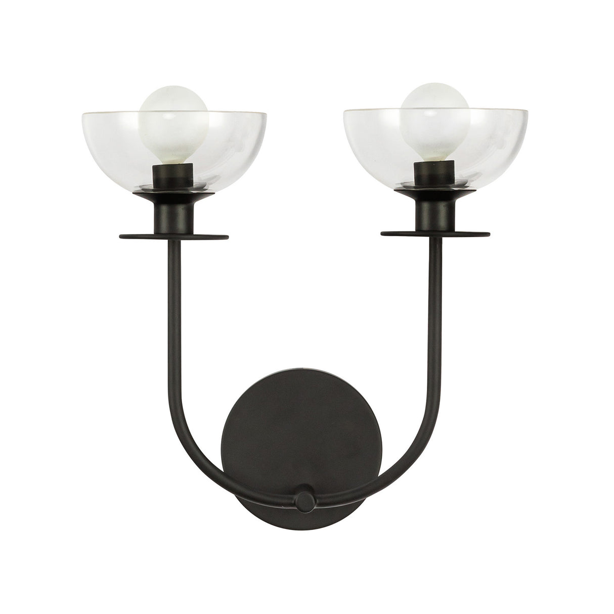Bella 2 Light Wall Sconce, Matte Black
