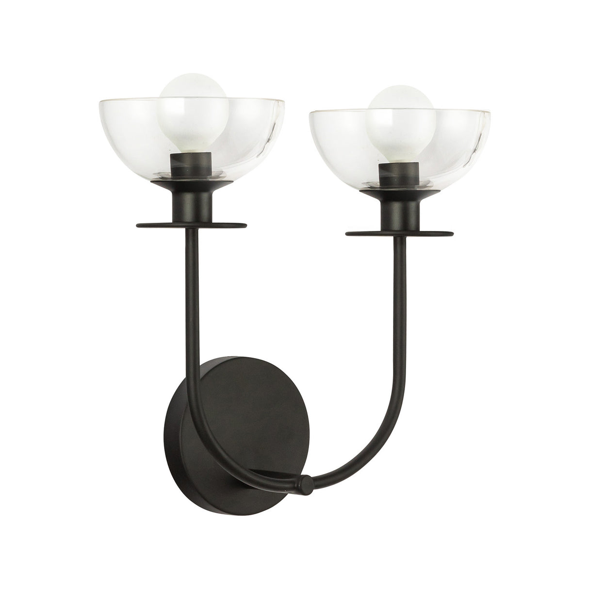 Bella 2 Light Wall Sconce, Matte Black