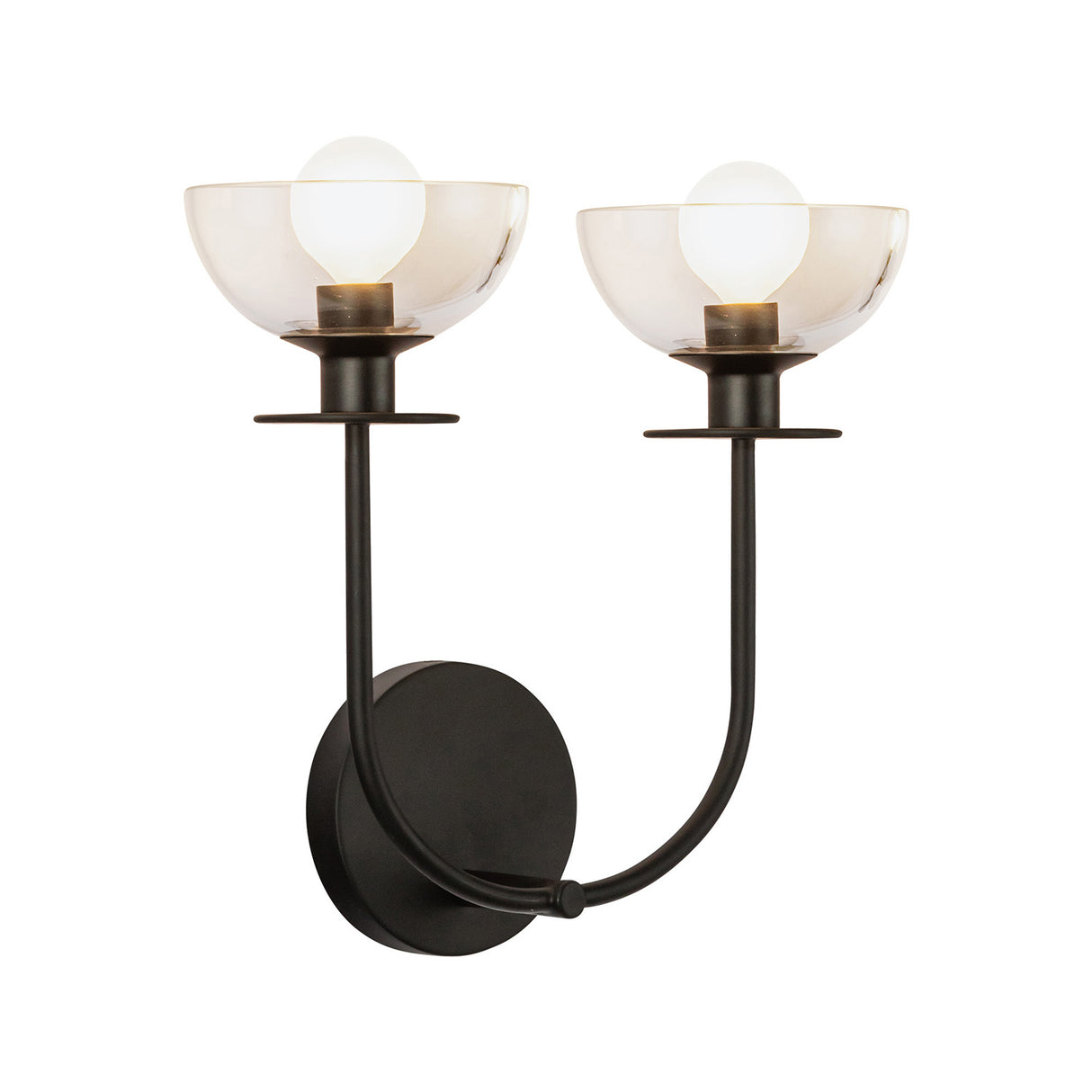 Bella 2 Light Wall Sconce, Matte Black