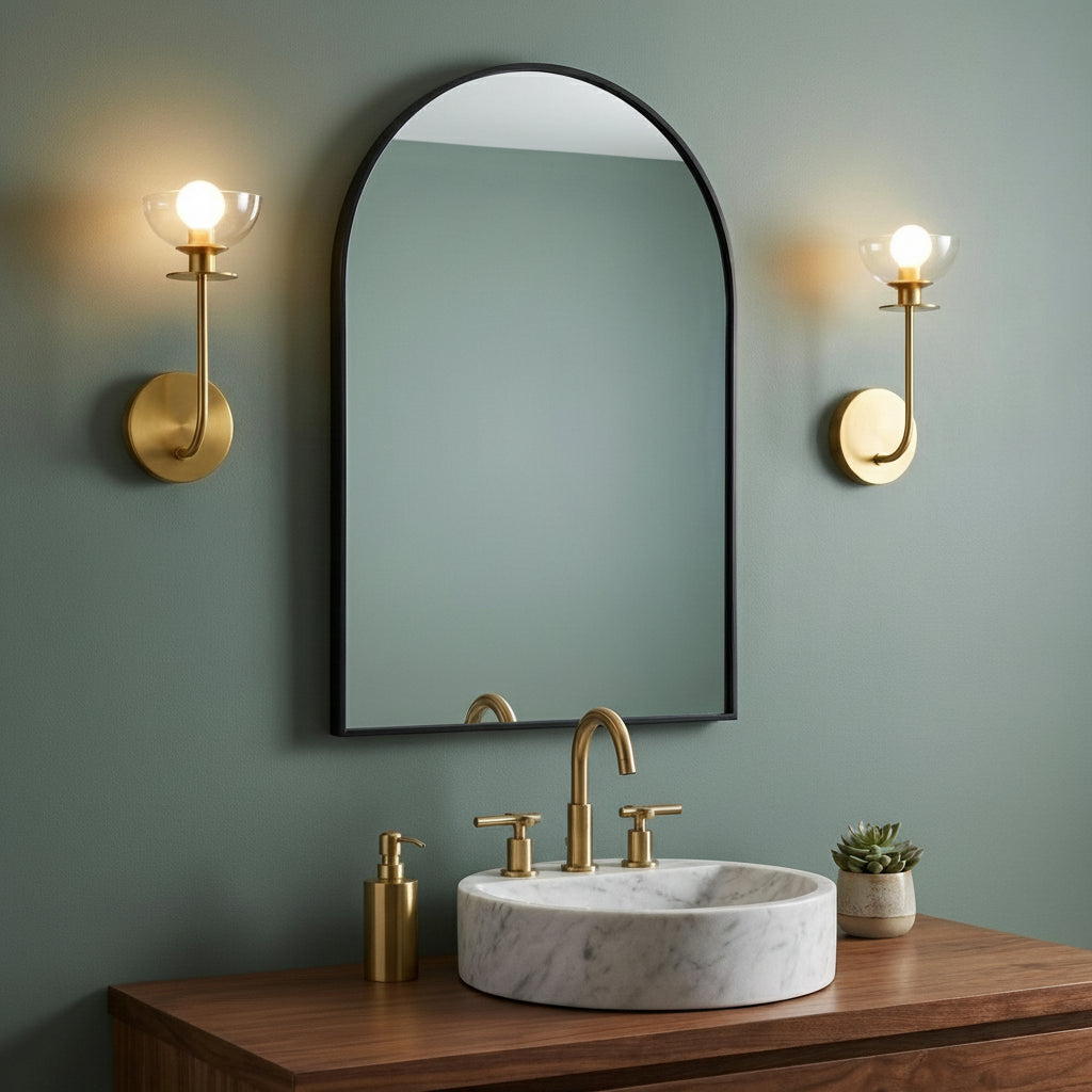 Bella 1 Light Wall Sconce, Brushed Brass for Modern home with Green Walls