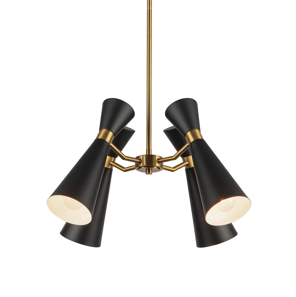 Aiden 4 Light Chandelier 24", Matte Black and Antique Brass