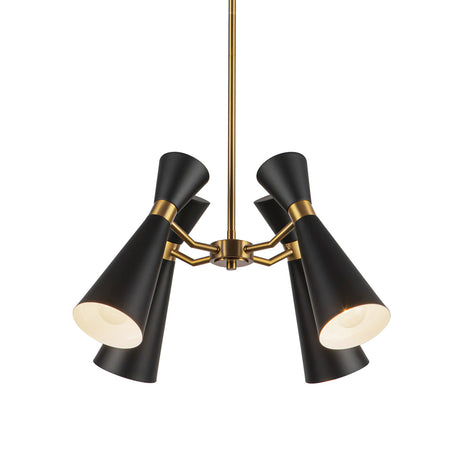 Aiden 4 Light Chandelier 24", Matte Black and Antique Brass