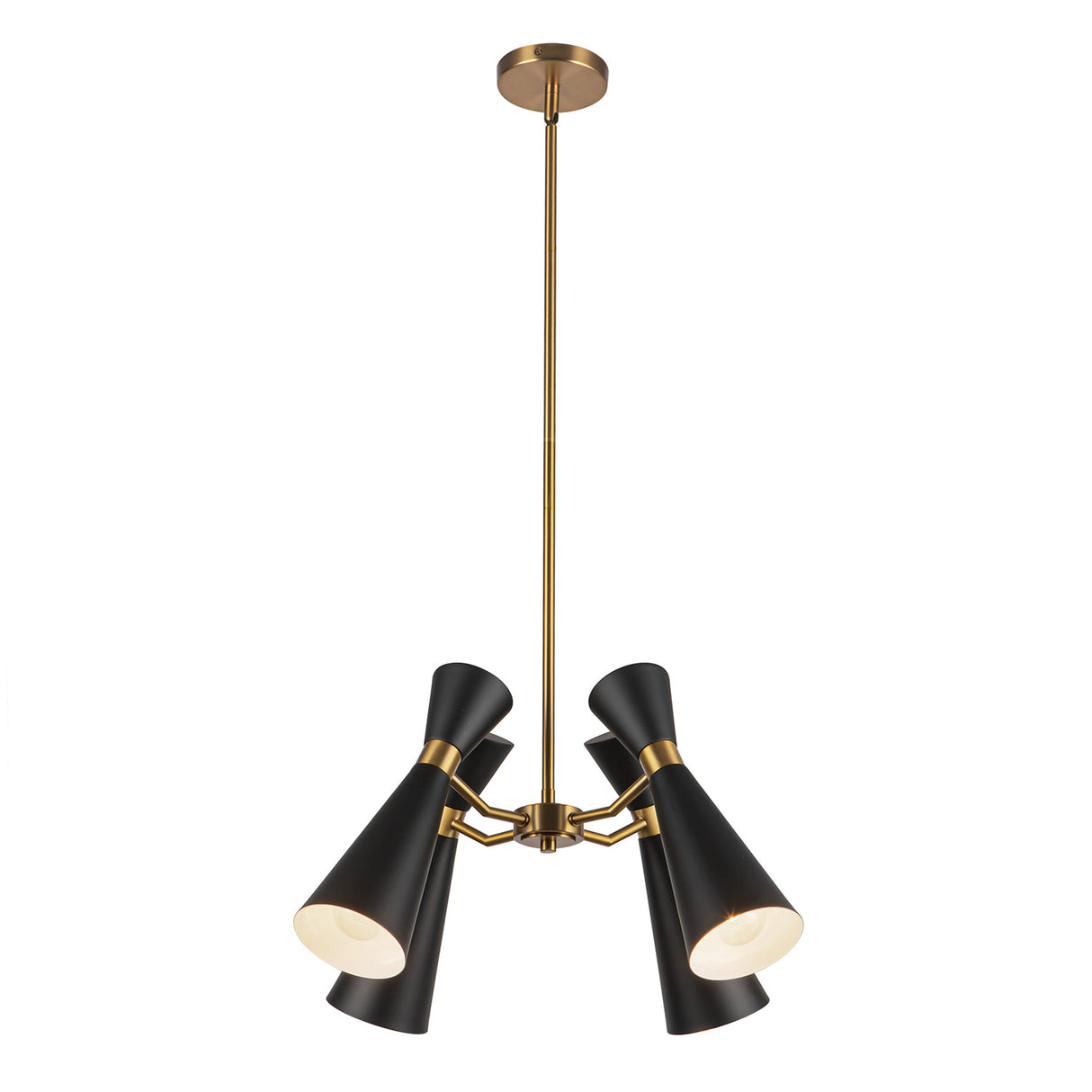 Aiden 4 Light Chandelier 24", Matte Black and Antique Brass